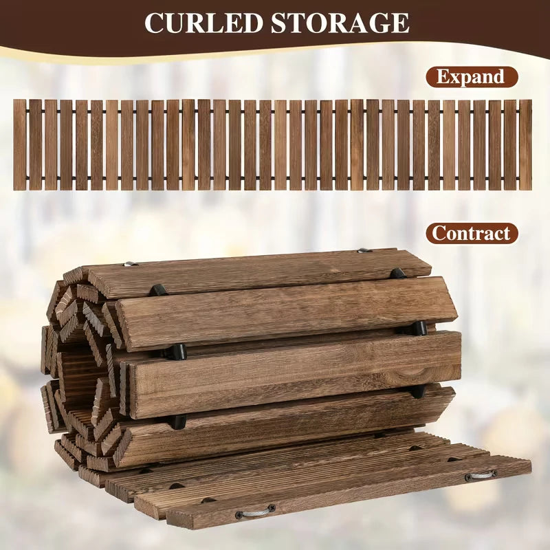 Natural Wood Roll Up Garden Pathway Portable Outdoor Walkway
