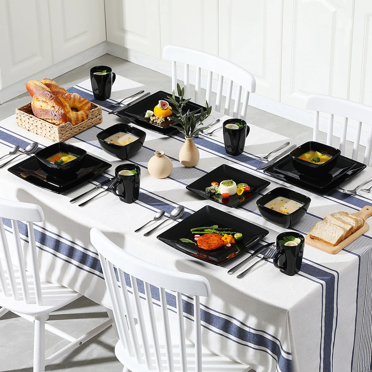 Malacasa Ceramic Porcelain Dinnerware Set With Bowls And Plates