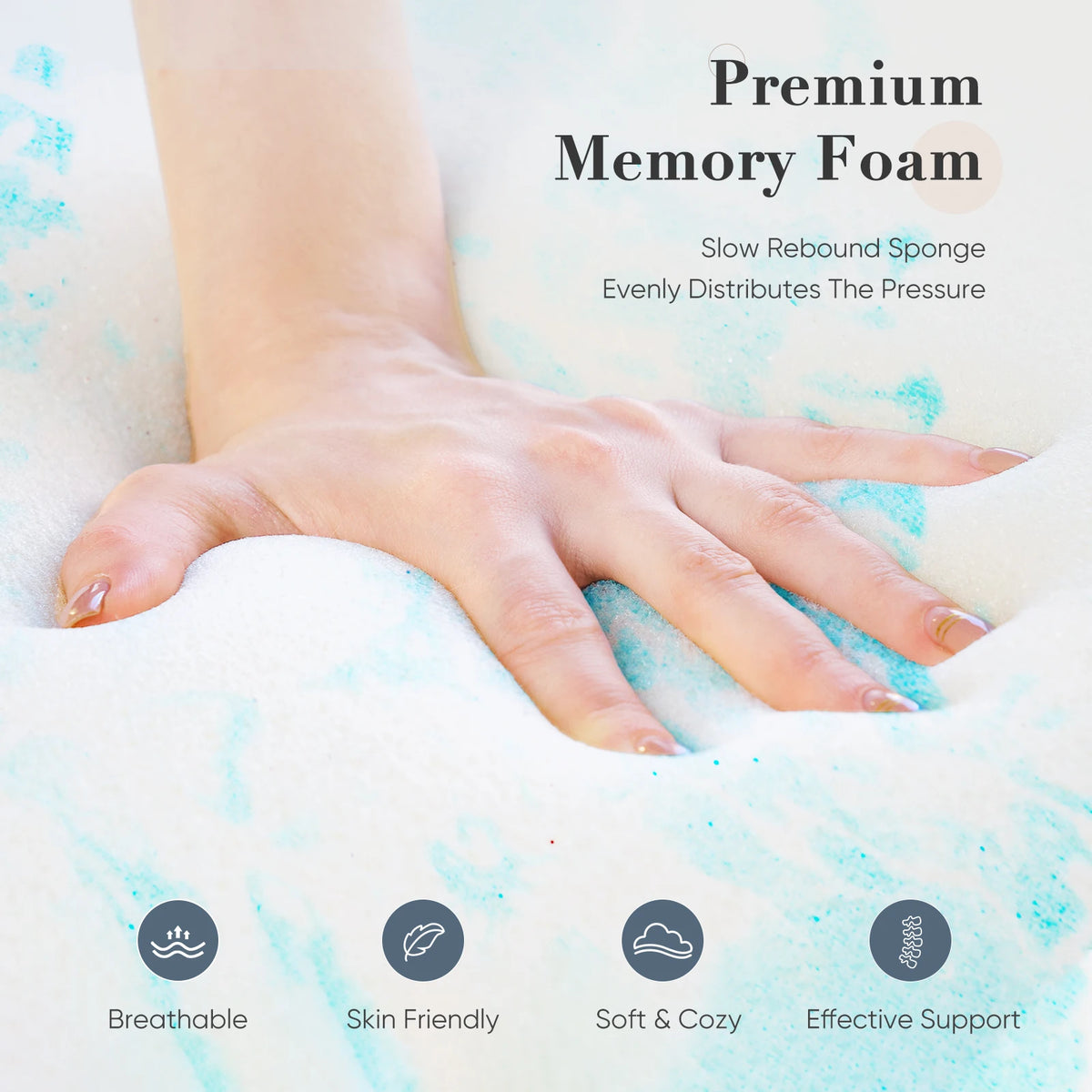 JHK Gel Memory Foam Mattress Topper For Soft Breathable Comfort