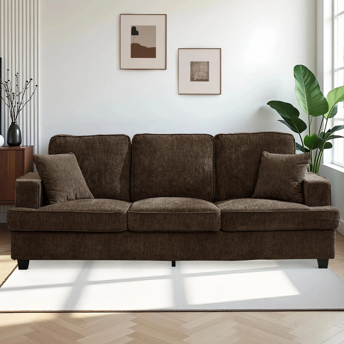 Modern Cloud Couch Sofa With Chenille Fabric And Wood Frame