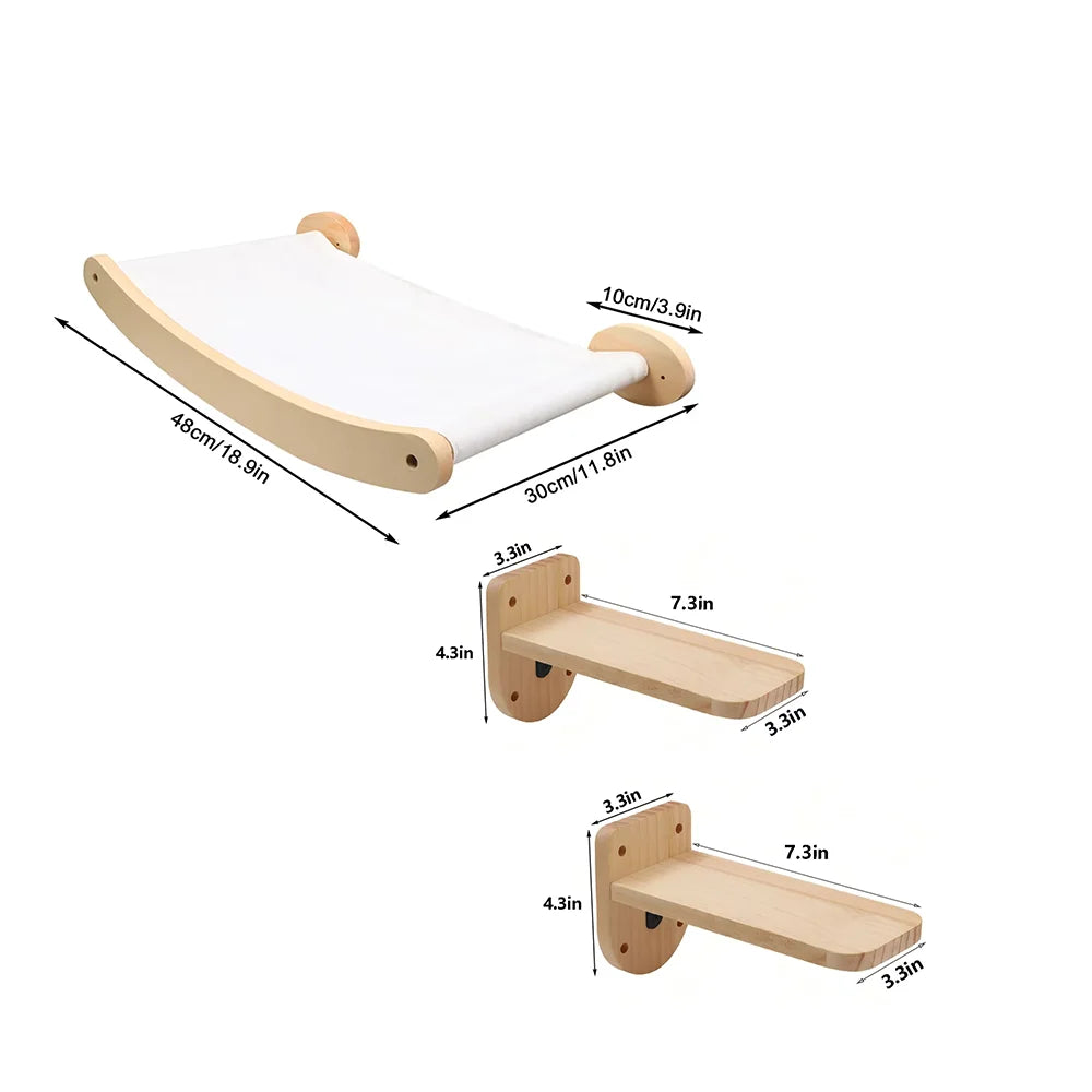 CWV Wall Mounted Cat Hammock And Scratching Stairway Shelf