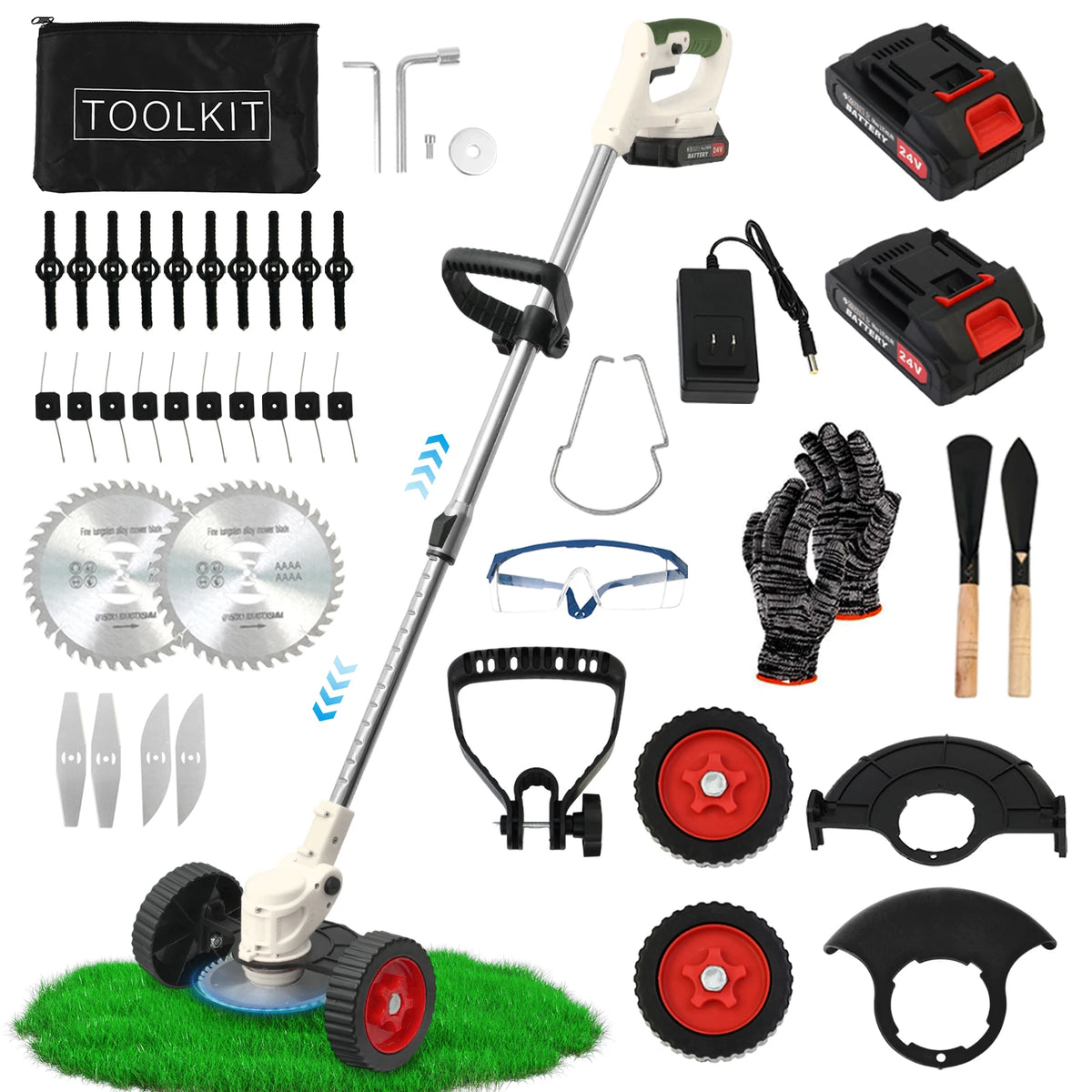 21V Cordless 3-In-1 Electric Lawn Trimmer With Battery Charger