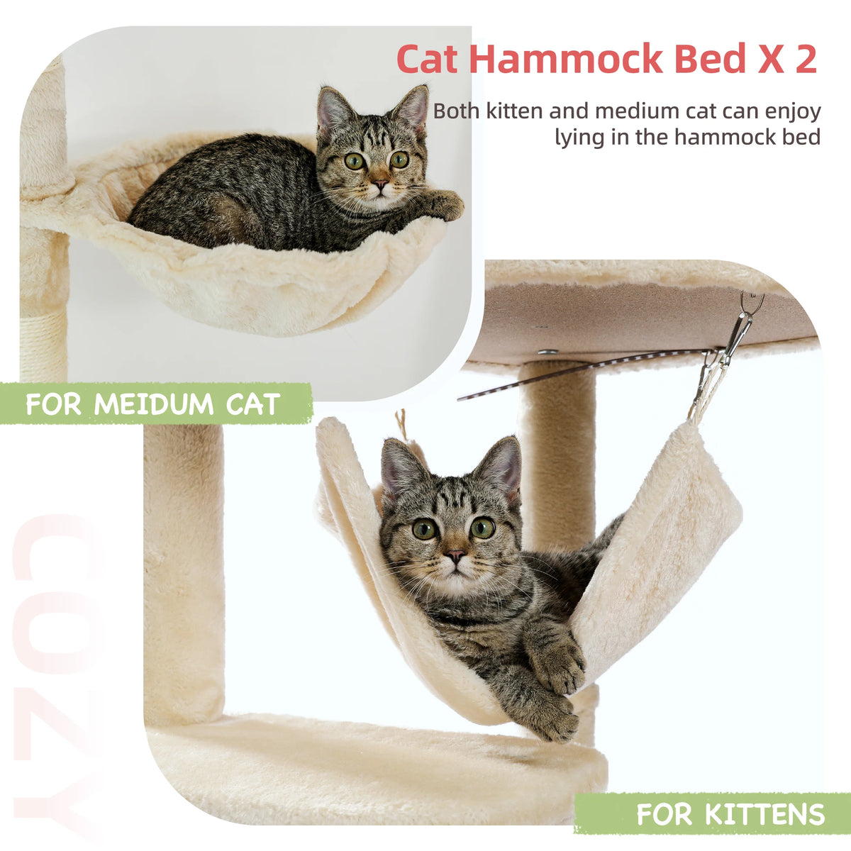 PAWZ Road Adjustable Floor To Ceiling Cat Tower With Hammock