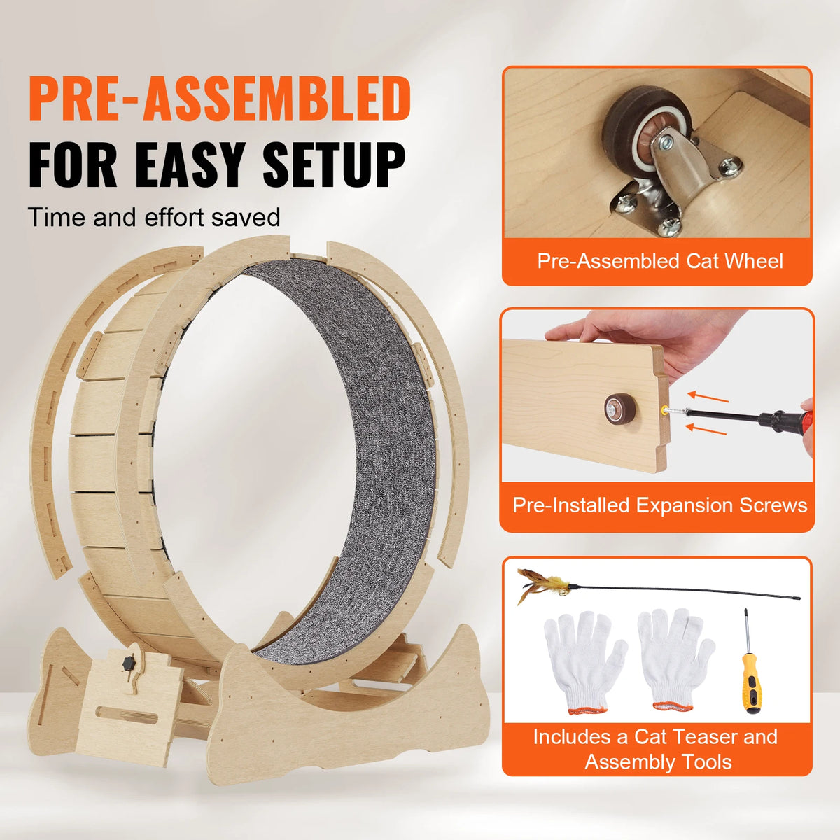 SucceBuy Wooden Cat Exercise Wheel For Indoor Cat Running