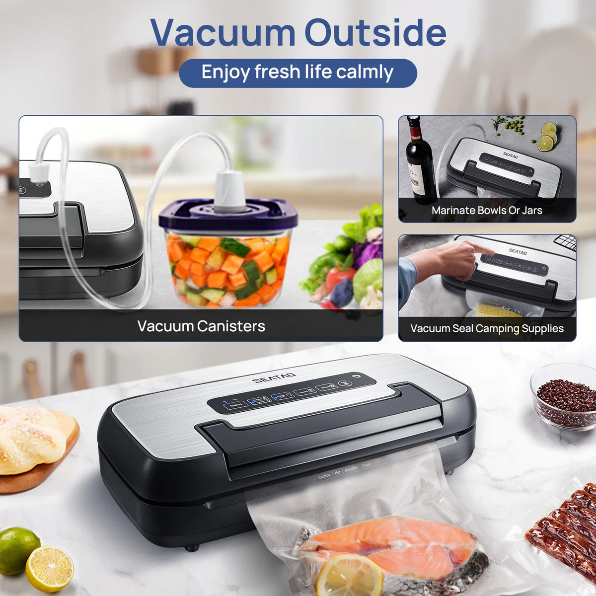 Seatao Automatic Vacuum Sealer With Integrated Storage And Cutter