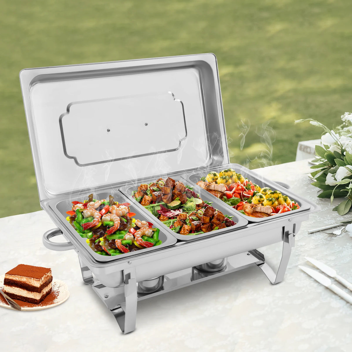 Stainless Steel Rectangular Chafing Dish Buffet Set for Catering