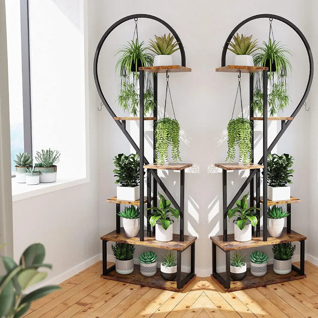 Half Heart Metal Plant Stand Rack With Six Tier Shelves