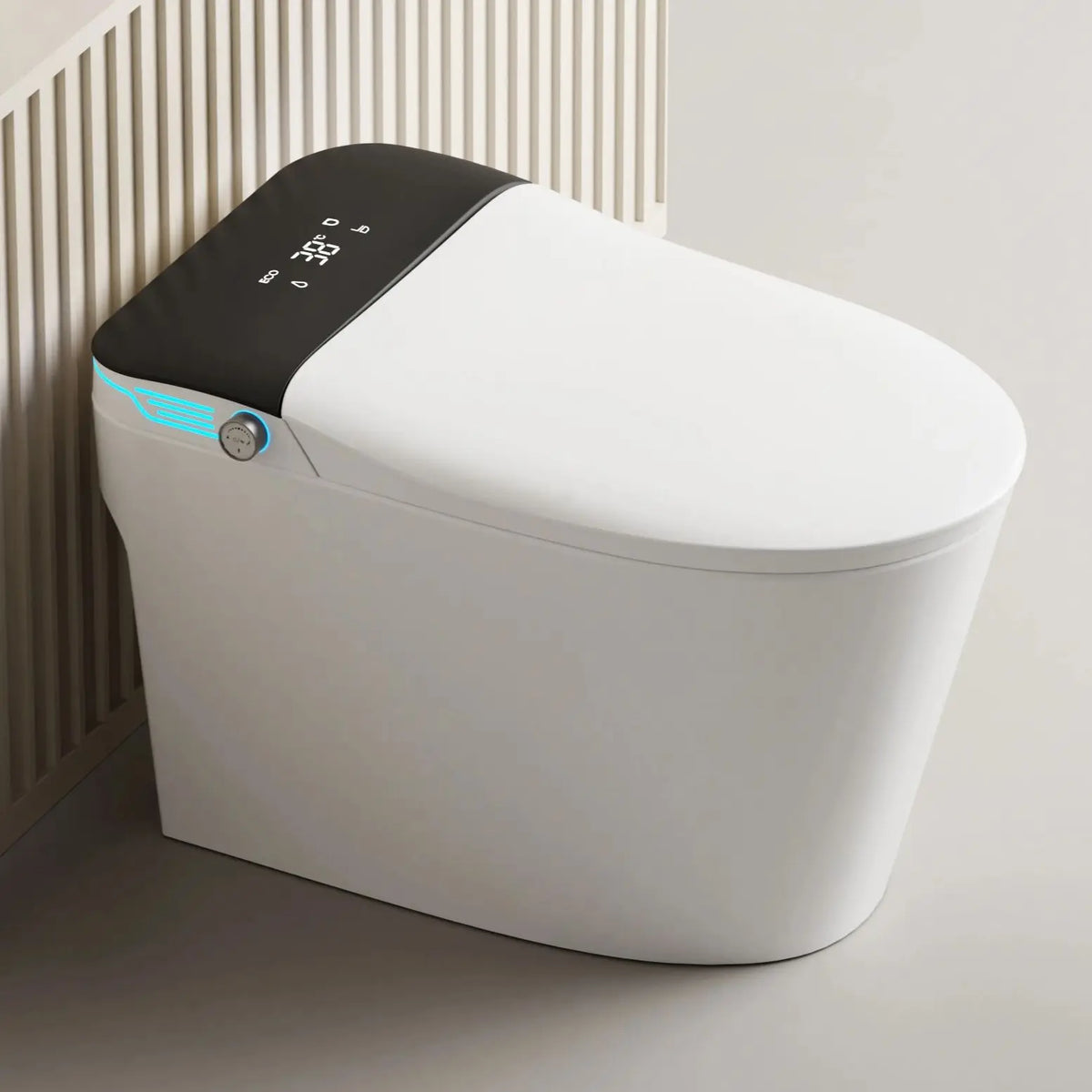 Elongated Smart Toilet With Built-In Bidet, Voice Control, Dryer