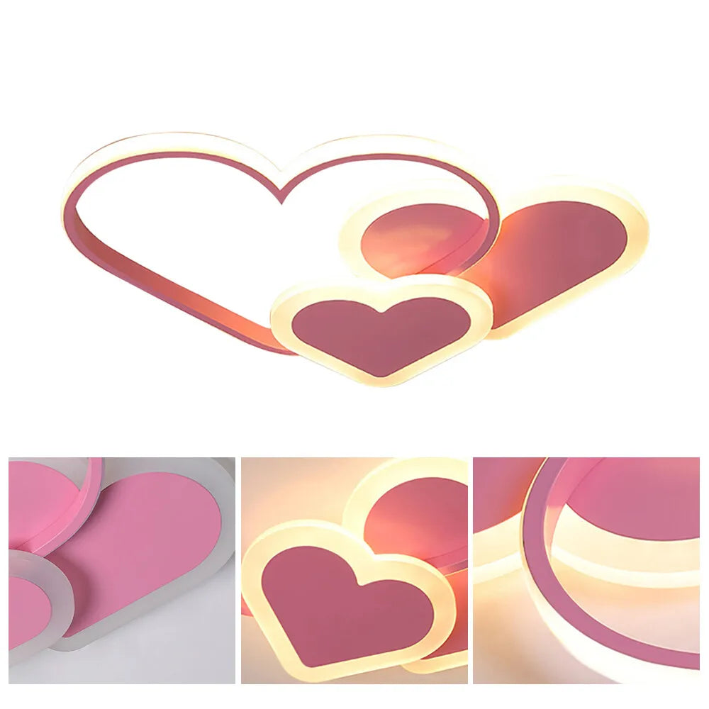 Heart Shaped LED Ceiling Lamp With Remote Control Dimmer
