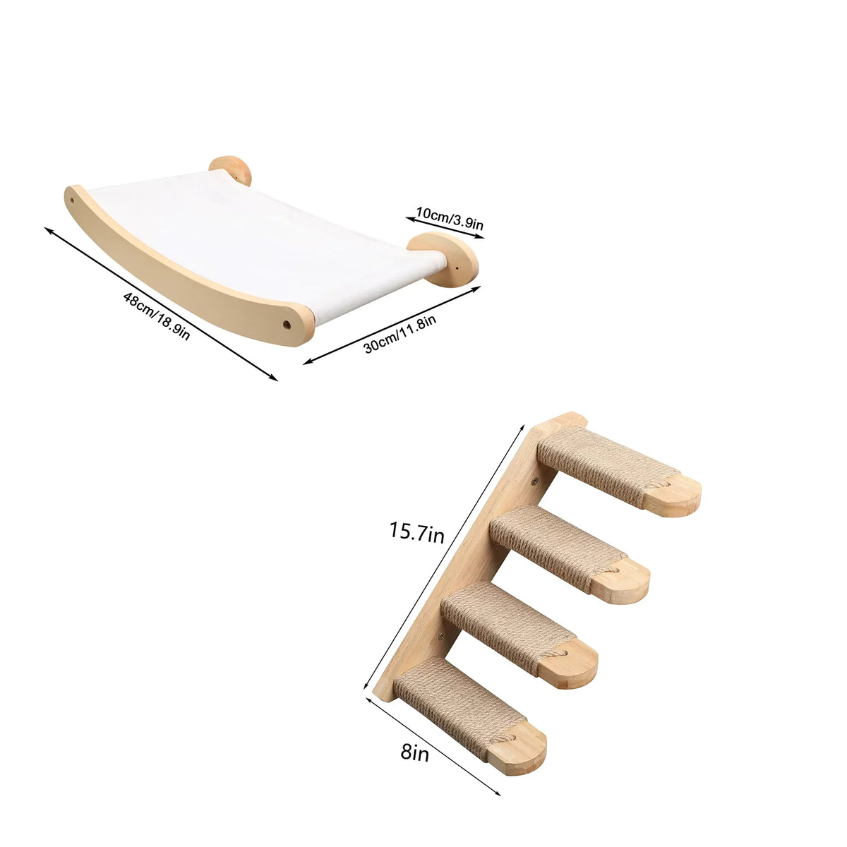 CWV Wall Mounted Cat Hammock And Scratching Stairway Shelf
