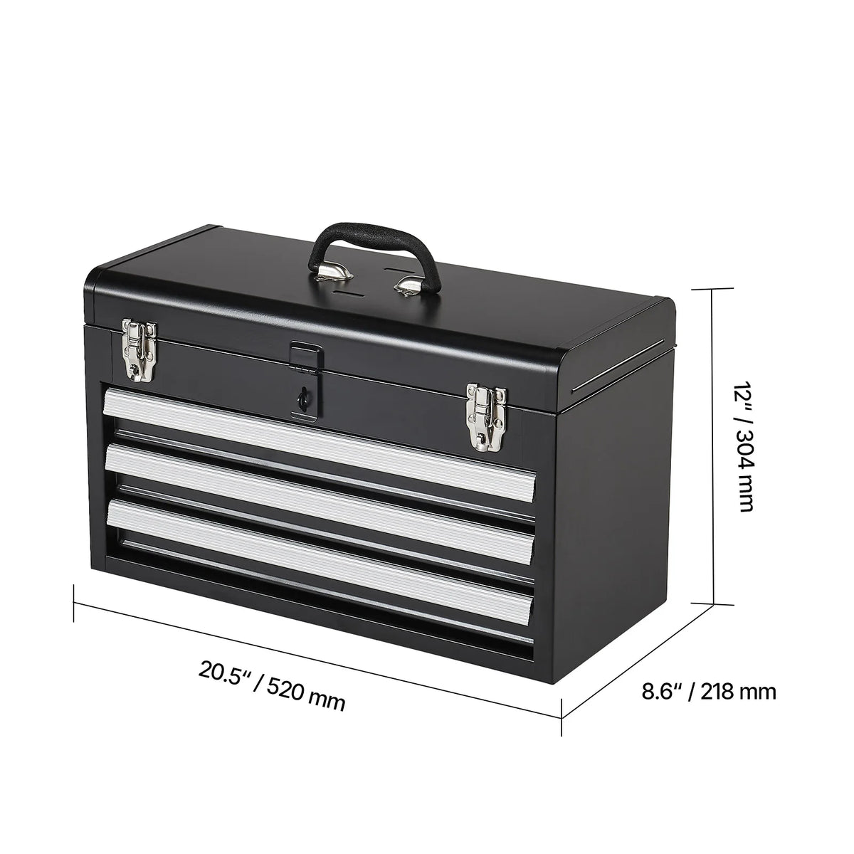 SucceBuy Three Drawer Metal Tool Chest With EVA Liners