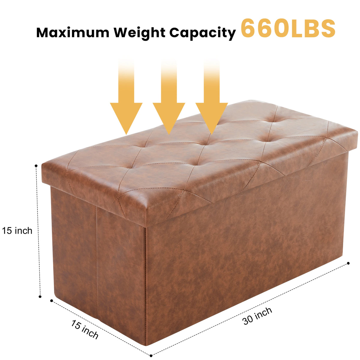 JHK Heavy Duty Synthetic Leather Storage Ottoman Footrest Bed Bench