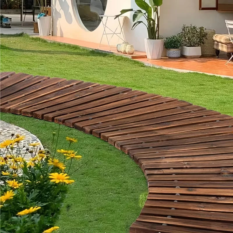 Natural Wood Roll Up Garden Pathway Portable Outdoor Walkway
