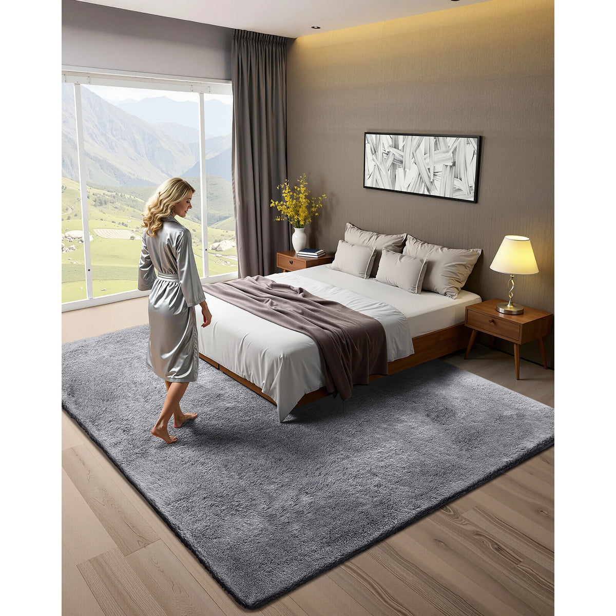 SucceBuy Plush Shag Area Rug for Living Room and Bedroom