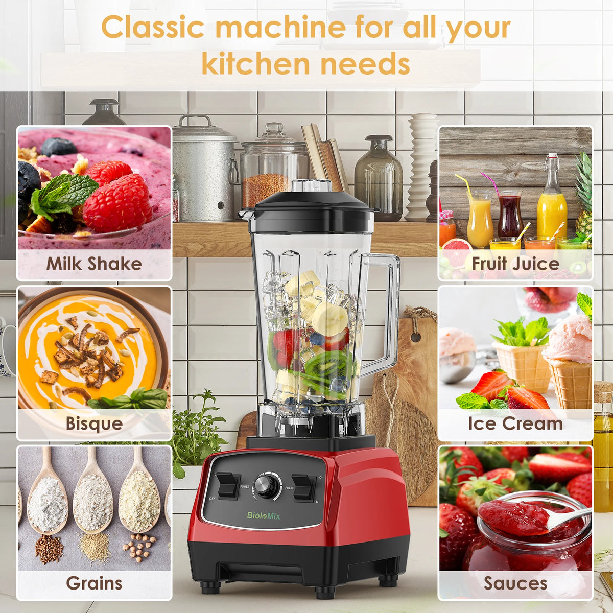 BioloMix Commercial Grade 3HP Heavy Duty Blender And Juicer