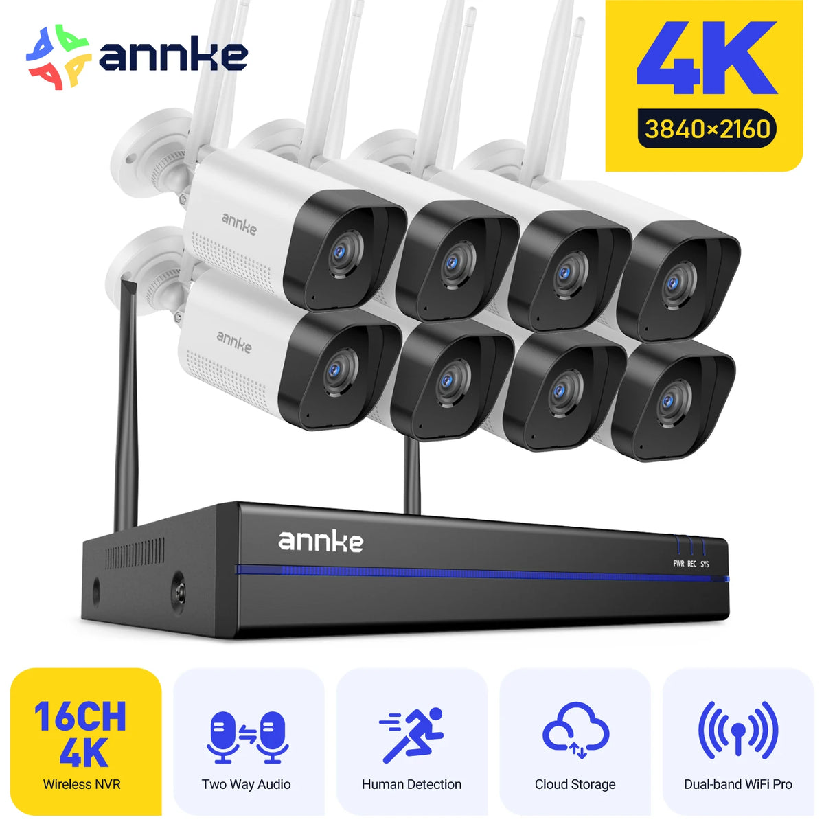 Annke 8MP Wireless Security Camera System With Smart Motion Tracking