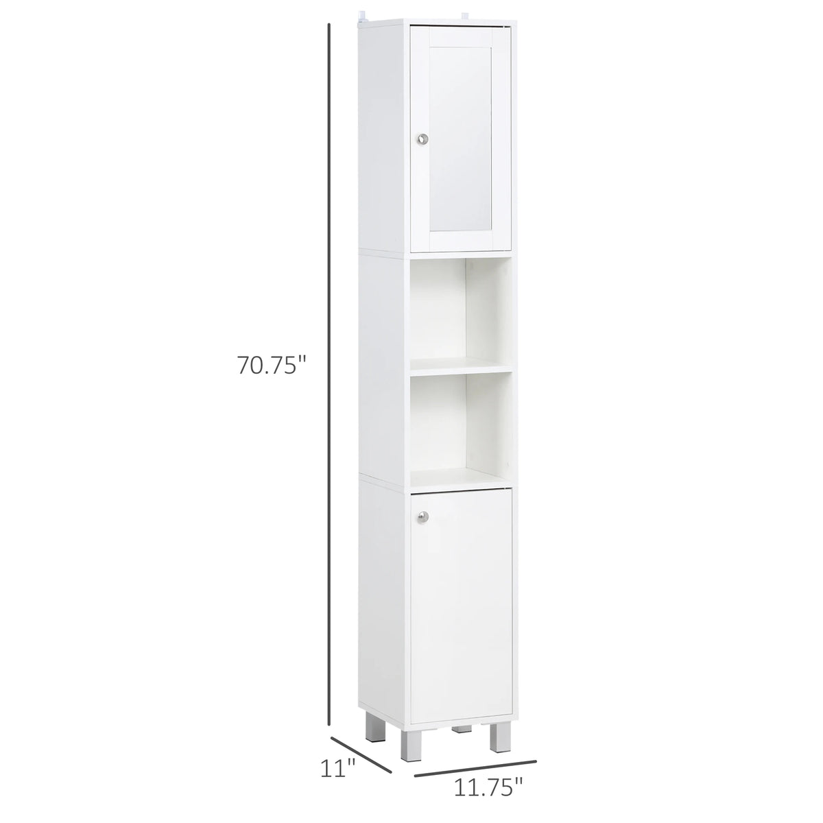 Kleankin Freestanding Bathroom Storage Cabinet With Mirror And Shelves