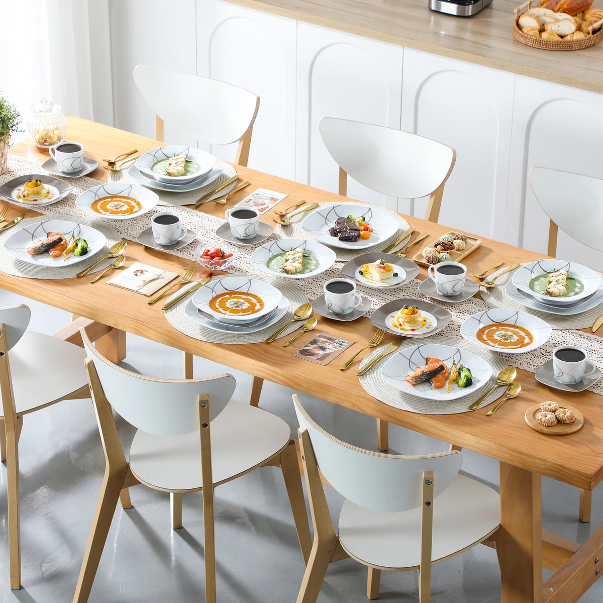 Malacasa 30Pc Porcelain Ceramic Dinner Set With Cups And Saucers
