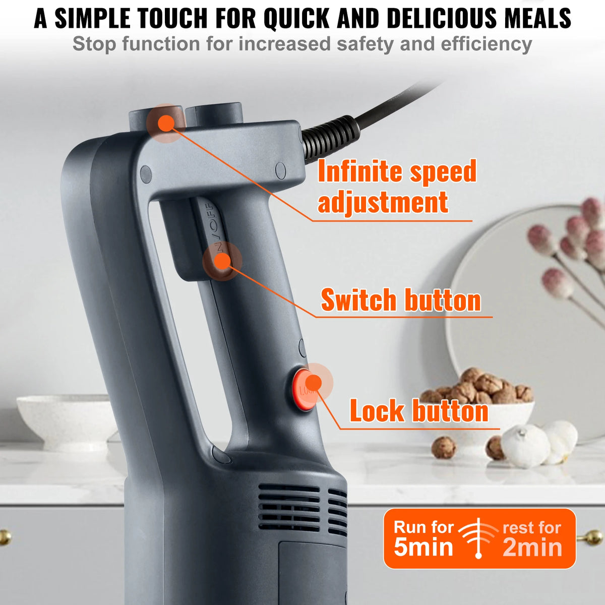 SucceBuy Commercial Immersion Blender Heavy Duty Variable Speed Hand Mixer