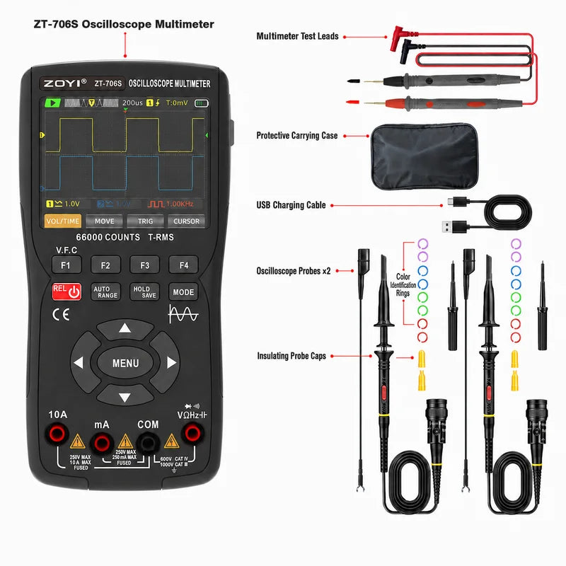 ZOYI Dual Channel 50MHz Handheld Oscilloscope Multimeter