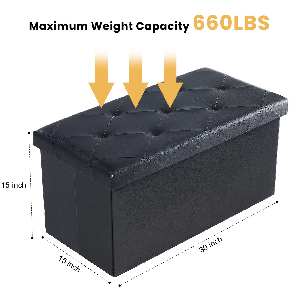 JHK Heavy Duty Synthetic Leather Storage Ottoman Footrest Bed Bench