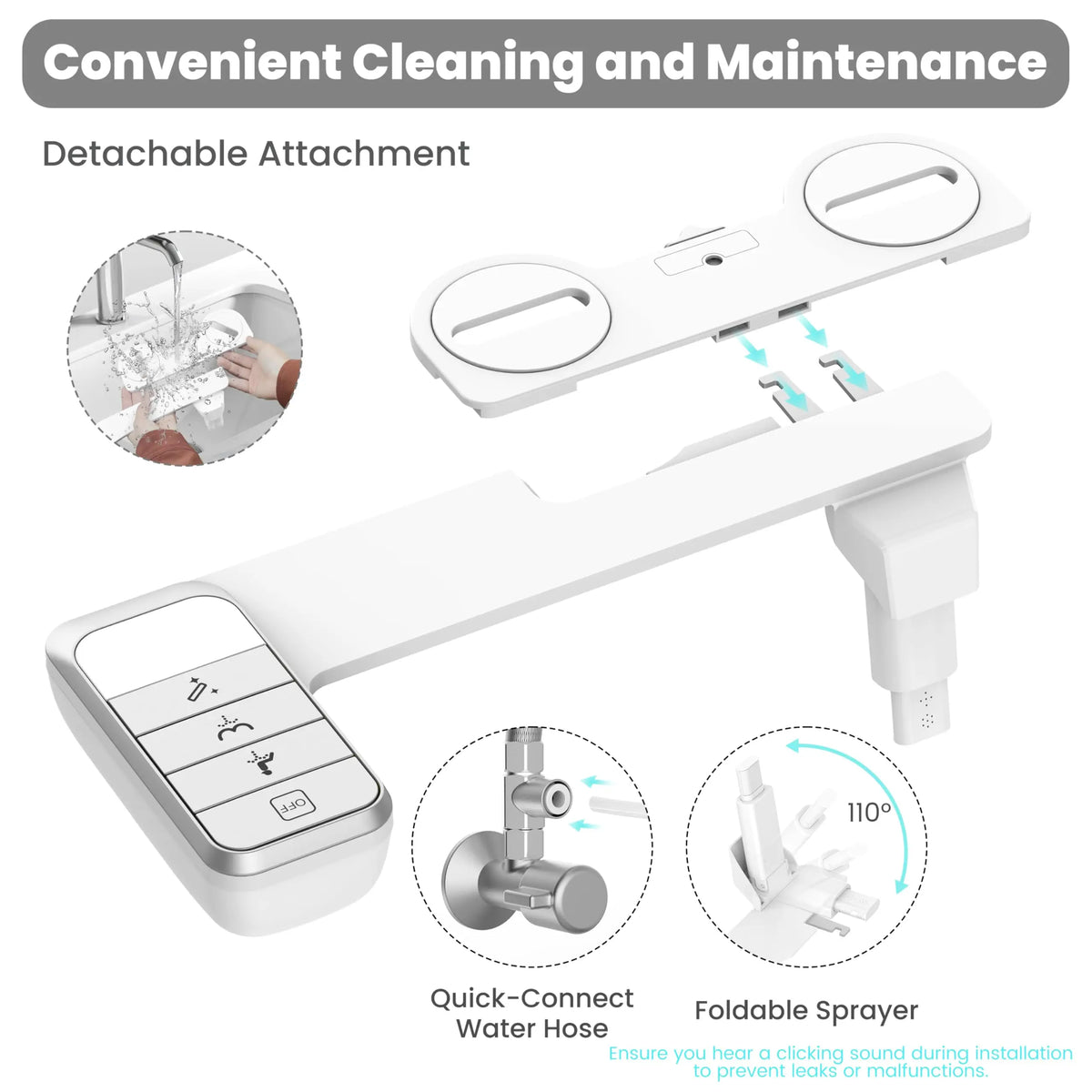 Non Electric Bidet Toilet Seat Attachment With Self Cleaning Nozzle