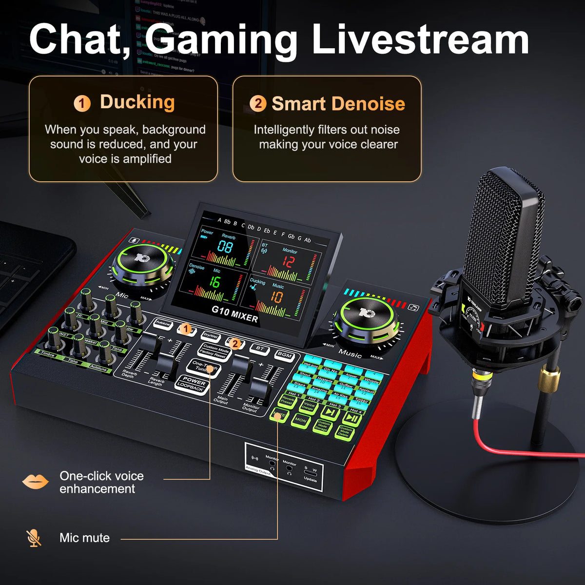 Tenlamp G10 Professional Audio Mixer And Streaming Interface