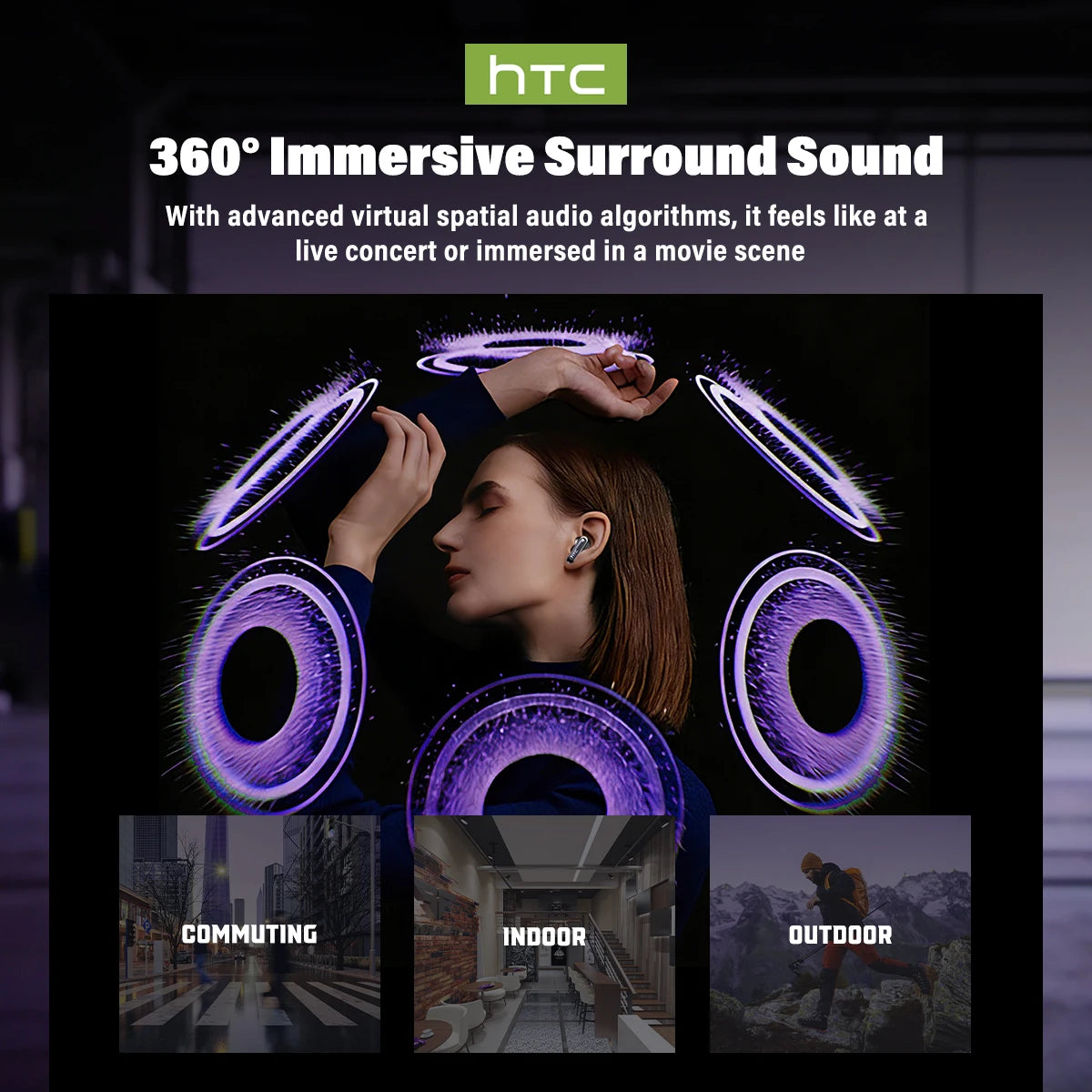 HTC NE70 Wireless Earphones Active Noise Cancelation AI Translator Battery