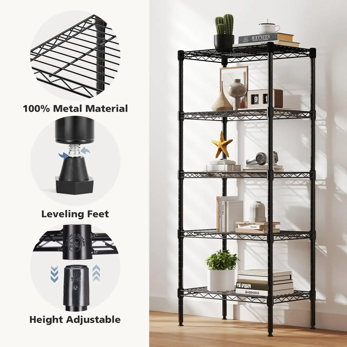 JHK Adjustable Metal Wire Storage Rack Heavy Duty Stand
