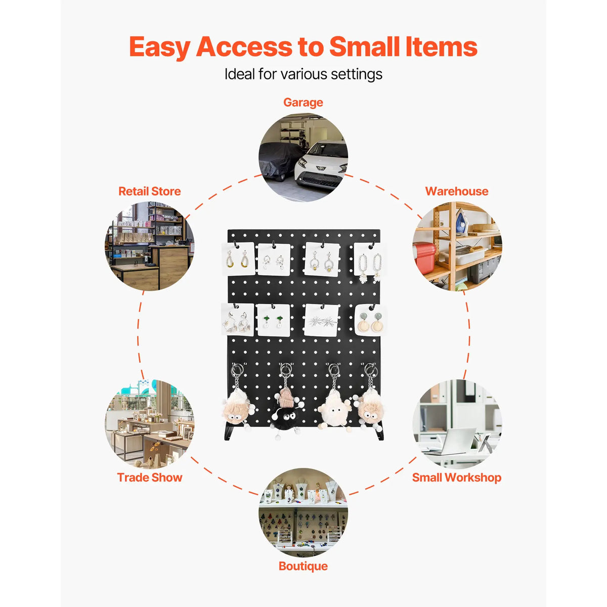 SucceBuy Tabletop Steel Pegboard Display Stand With Hooks