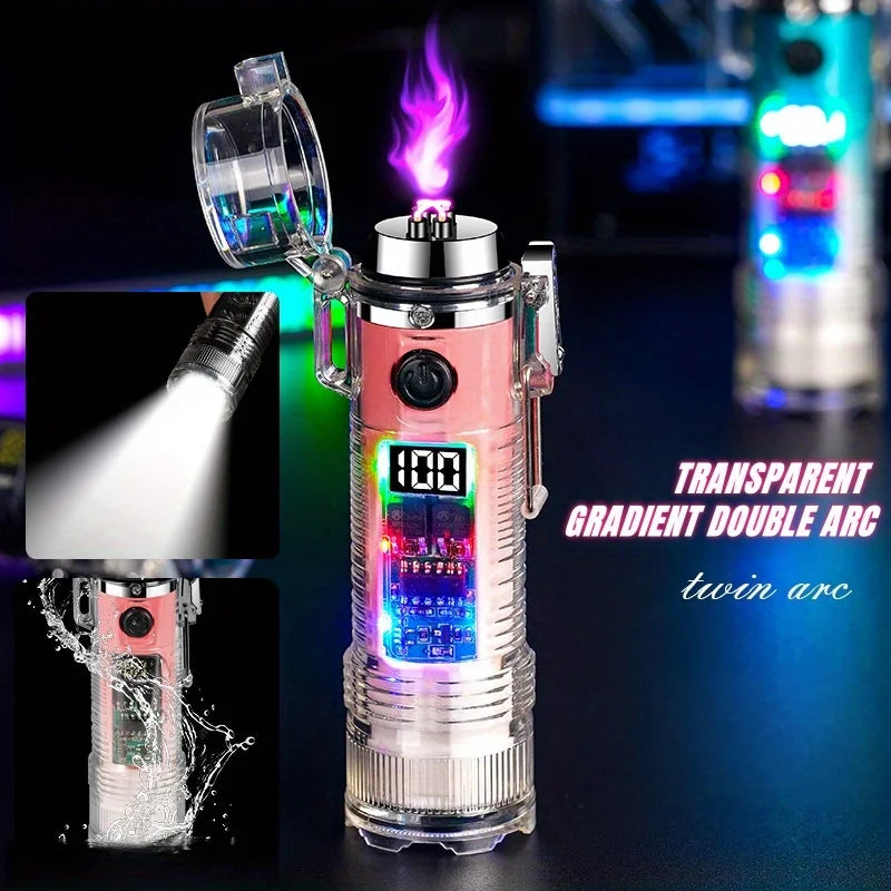 TopFlames Plasma Arc Lighter Windproof Flameless TypeC Rechargeable Flashlight