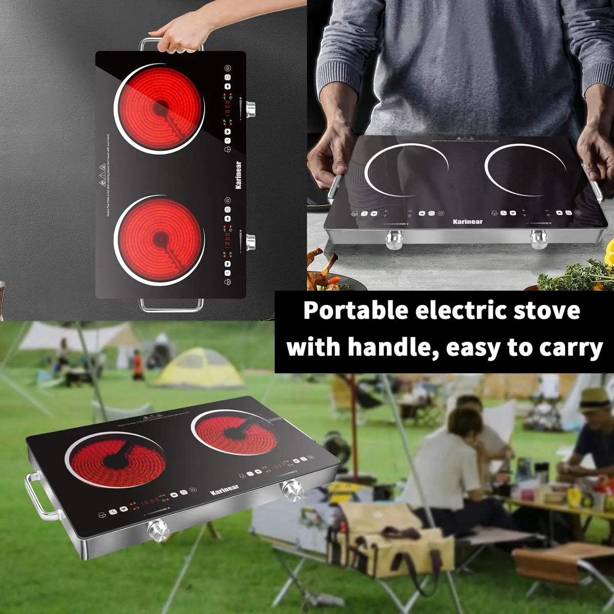 Karinear Two Zone Ceramic Hob With Safety Lock Touch Control