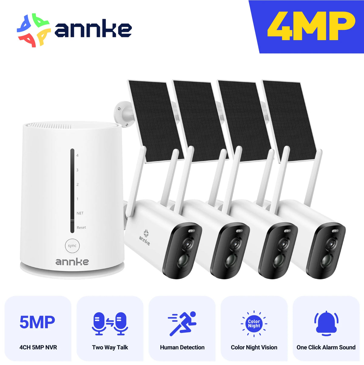ANNKE 4MP Solar Wireless Security Camera System With NVR