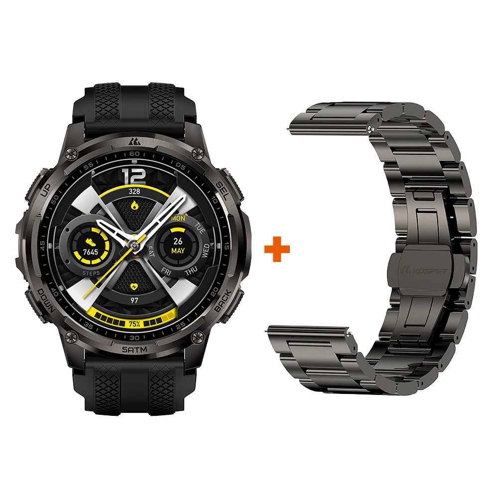 KOSPET Tank T4C Rugged Smartwatch With Dual Band GPS Flashlight