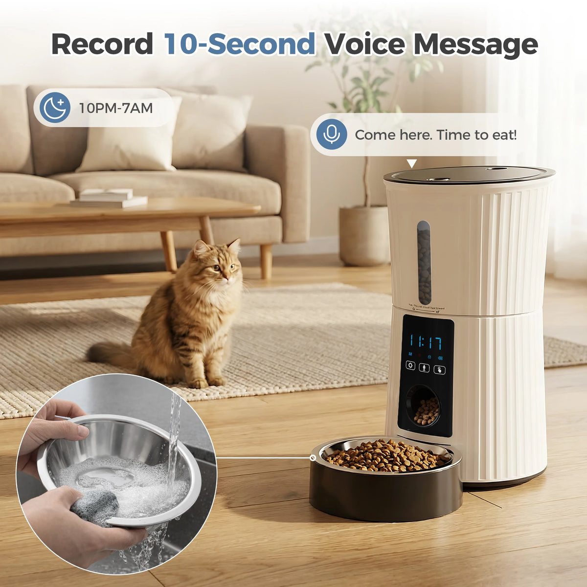 Automatic Programmable Cat Feeder With WiFi App Control Dual Power