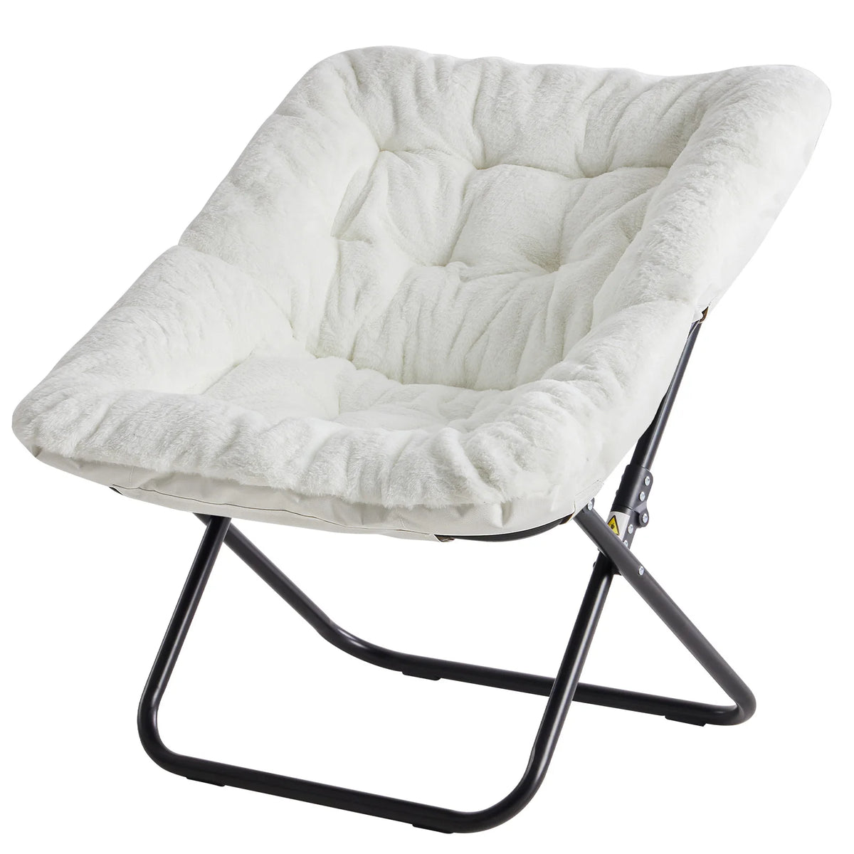 JHK Folding Faux Fur Saucer Chair For Cozy Lounge Seating