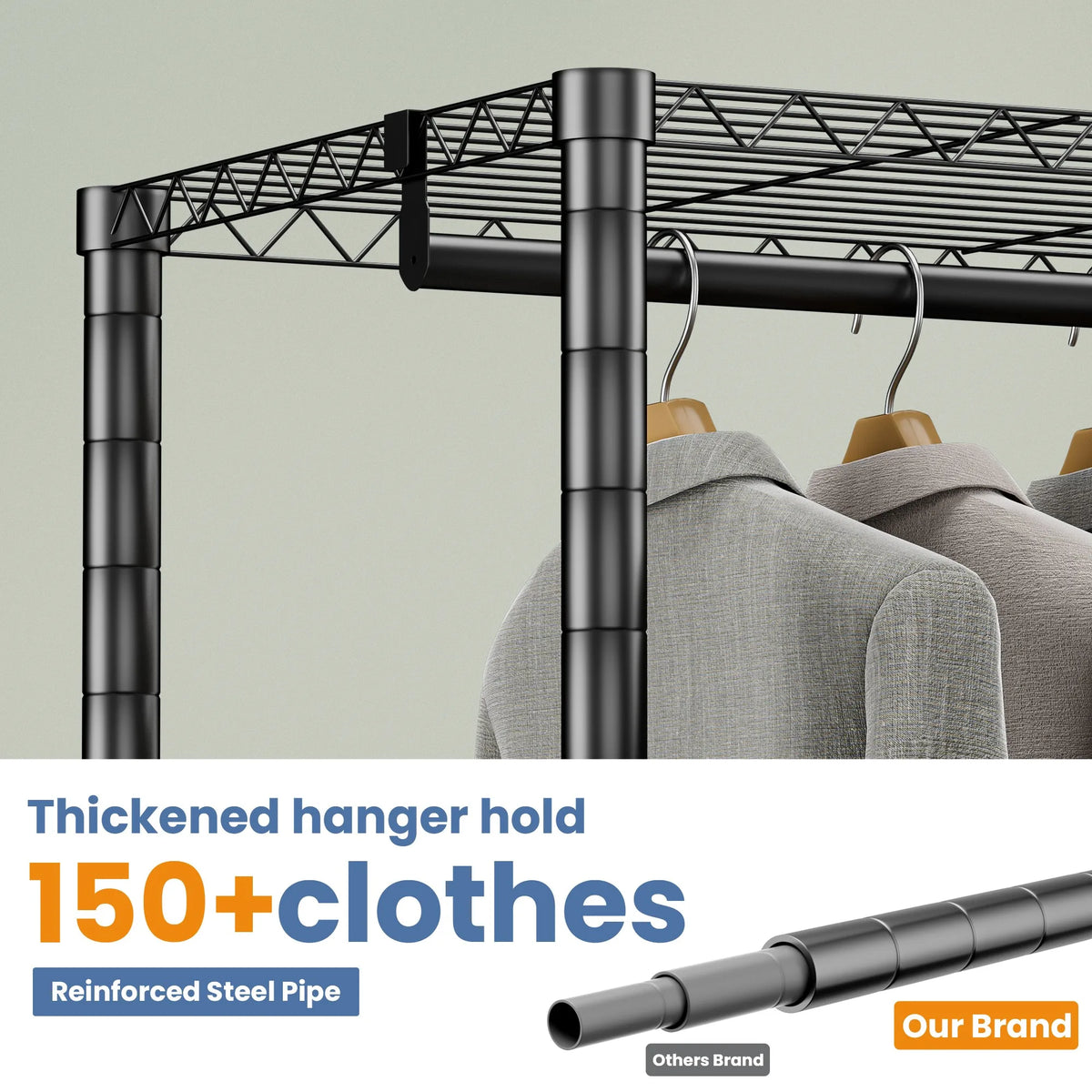 Freestanding Metal Clothes Rack And Heavy Duty Storage Organizer