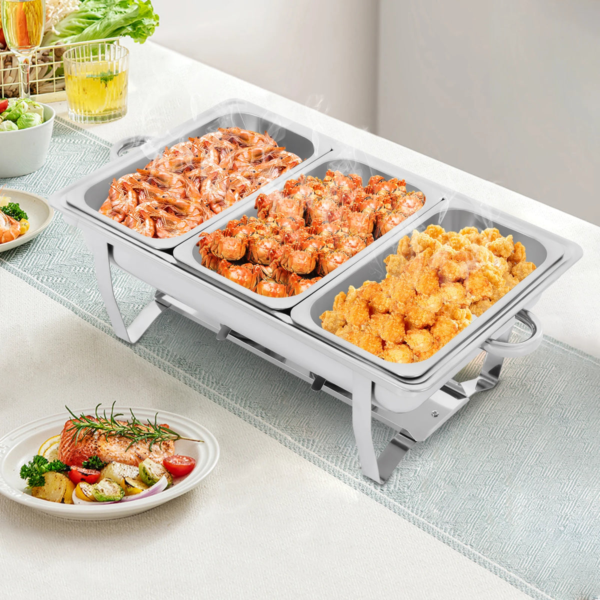 Stainless Steel Rectangular Chafing Dish Buffet Set for Catering