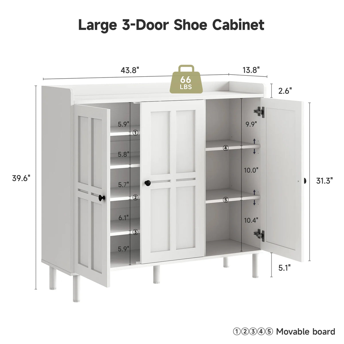 Onbrill Modern Wooden Shoe Cabinet With Three Doors For Entryway