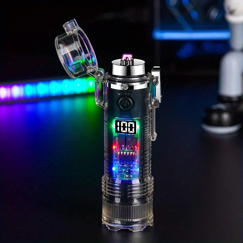 TopFlames Plasma Arc Lighter Windproof Flameless TypeC Rechargeable Flashlight
