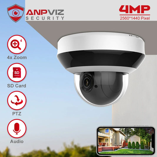 Anpviz 4MP PoE PTZ Dome Camera 4X Zoom Network Surveillance
