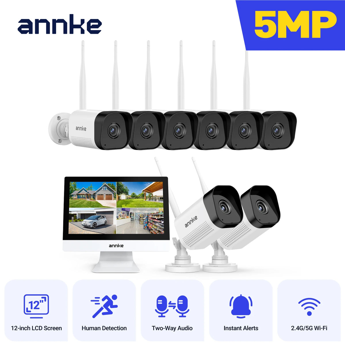 Annke Wireless Security Camera System With NVR Monitor Outdoor Waterproof