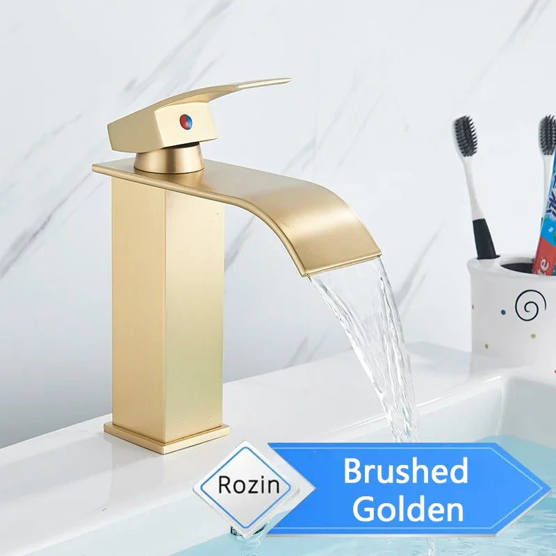 Rozin Waterfall Bathroom Basin Faucet Single Lever Hot Cold Mixer
