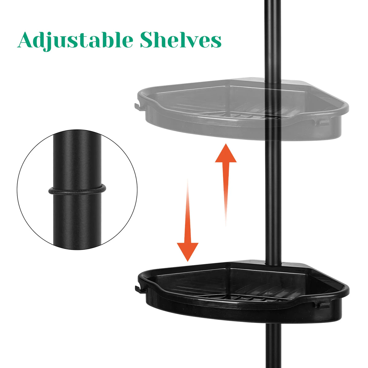 HiMISS Corner Shower Caddy Four Tier Adjustable Bathroom Organizer