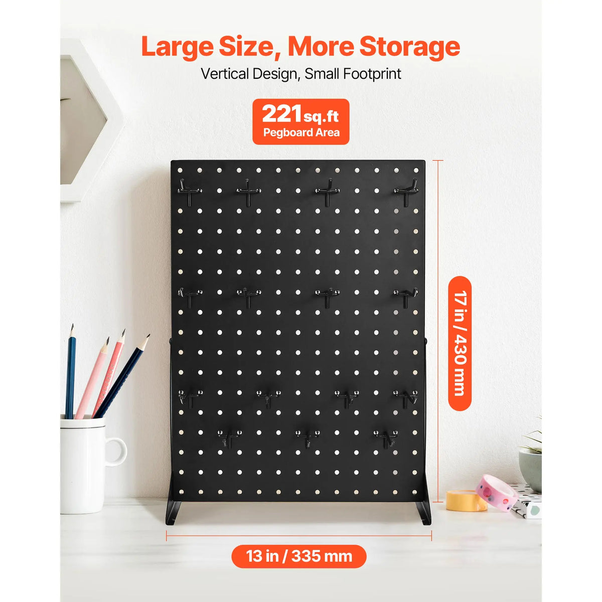 SucceBuy Tabletop Steel Pegboard Display Stand With Hooks