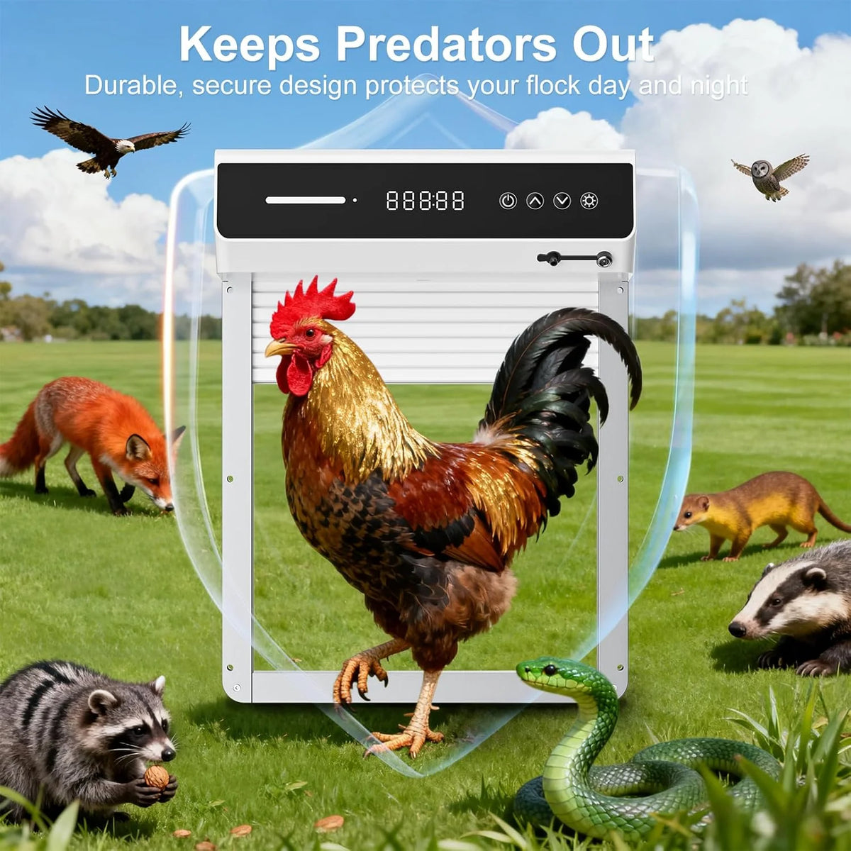 Automatic Solar Powered Chicken Coop Door With LCD Screen