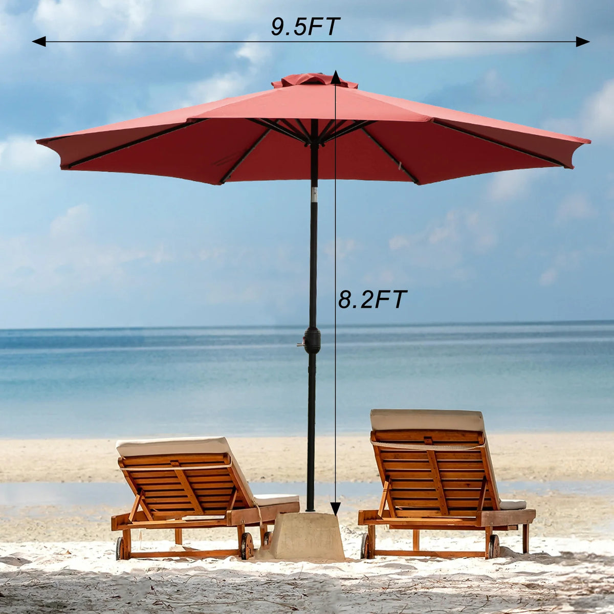 JHK Solar Patio Umbrella With LED Lights, Tilt And Crank