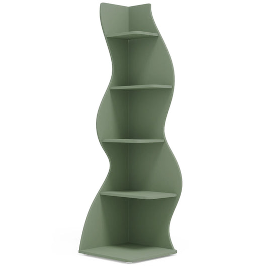 Tribesigns Modern Five Tier Wooden Corner Storage Bookshelf