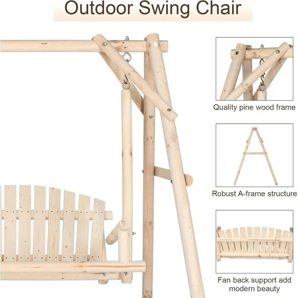 Premium Wood Porch Swing Set With Bench For Peaceful Patios