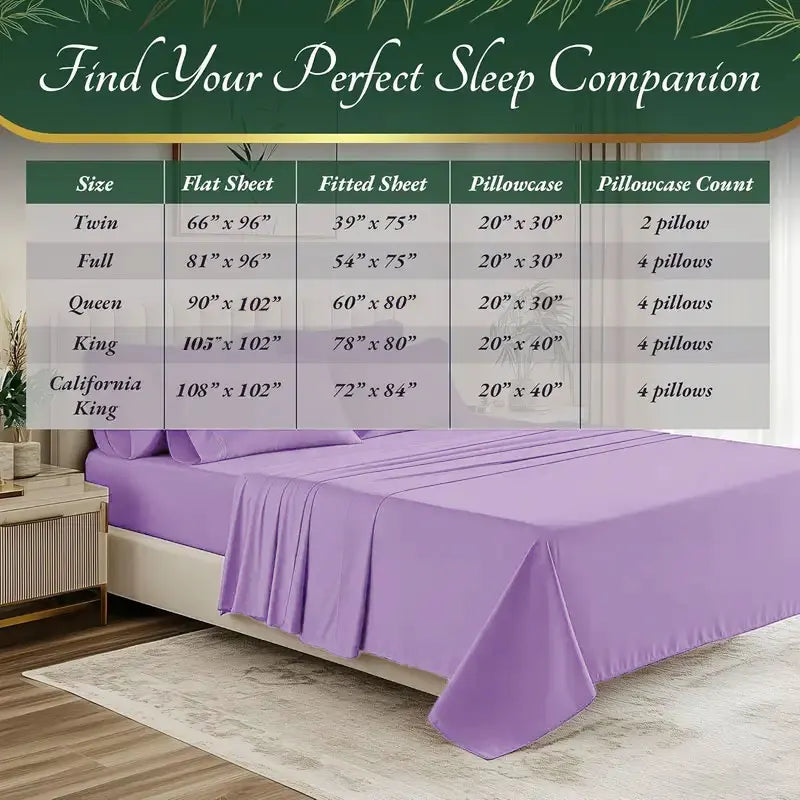 Bamboo Cooling Sheet Set With Breathable Comfort For Hot Sleepers